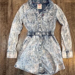 Robe Levi's En Chambray Bleu Foncé - Manches Longues - Taille 7 - Occasion Très Bon état